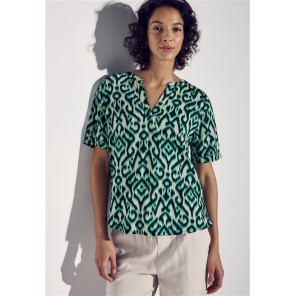 Street One blouse Km groen ecru zwart